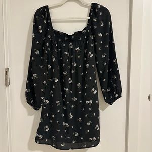 Abercrombie Black Floral Long-Sleeve Dress